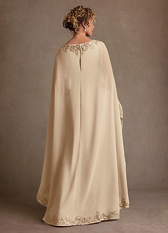 Azazie Artemisia Mère de la mariée Robes Robe Fourreau en Mousseline de soie Dentelle Champagne image3