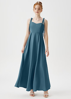 Azazie Rosey Junior Robe Trapèze en Satin extensible Encolure en Forme de Cœur Bermude image4