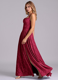 Azazie Francis Jurken voor bruidsmeisjes Jurk van Bloemen Burn-out met A-Lijn Korset Bourgondië image5