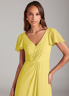 Azazie Soren Bridesmaid Dresses Canary A-Line Ruched Chiffon Dress image11
