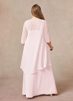 Azazie Weisz Mère de la mariée Robes Robe Trapèze en Mousseline de soie Encolure carrée plissée Rose Pâle image8