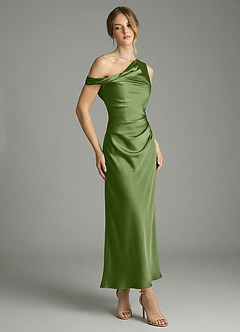 Azazie Emerson Bridesmaid Dresses Juniper Mermaid Off the Shoulder Stretch Satin Dress image3