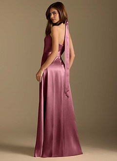Azazie Tracie Bridesmaid Dresses Desert Rose A-Line Pleated Metallic Satin Dress image9