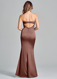 Azazie Olea 신부 들러리 드레스 인어 스트랩리스 스트레치 새틴 바닥 길이 드레스 image4