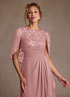 Azazie Beckley Mother of the Bride Dresses Dusty Rose A-Line Lace Chiffon Dress image5