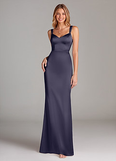 Azazie Denice Bridesmaid Dresses Stormy A-Line Pleated Stretch Satin Dress image3