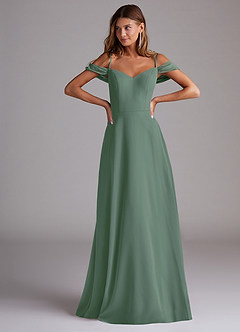 Azazie Marley Bridesmaid Dresses Eucalyptus A-Line Off the Shoulder Chiffon Convertible Dress image4