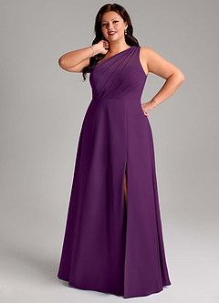 Azazie Phaedra Bridesmaid Dresses Grape A-Line One Shoulder Chiffon Dress image7