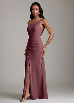 Azazie Madelyn Bridesmaid Dresses Sangria Mermaid One Shoulder Chiffon Convertible Dress image6