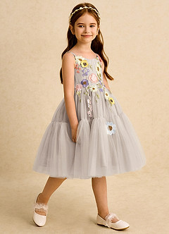 Azazie Osea Flower Girl Dresses Frost Ball-Gown Pleated Tulle Dress image5