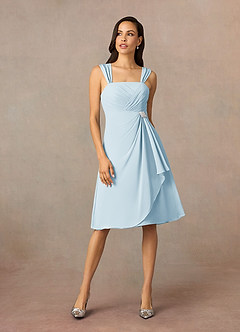 Azazie Olivia Mother of the Bride Dresses Sky Blue A-Line Square Neckline Pleated Chiffon Dress image3