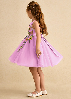 Azazie Prima Flower Girl Dresses Candy Pink A-Line Bow Tulle Dress image4
