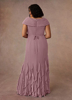 Azazie Bailora vestidos de madre de la novia Vestido de Rosa Polvorienta de Gasa de Sirena con Volante image8