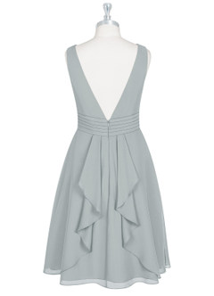 Azazie Kyla Final Sale Dolphin Grey A-Line Pleated Chiffon Dress image7
