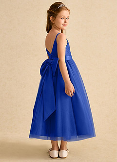 Azazie Patootie vestidos de niña de las flores Vestido de Azul Real de Tul de Corte En A con Tirante Espagueti image2