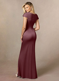 Azazie Anderson Mère de la mariée Robes Robe Trapèze en Satin extensible Plissée Sangria image5