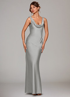 Azazie Rylina Bridesmaid Dresses Silver Mermaid Stretch Satin Dress image3