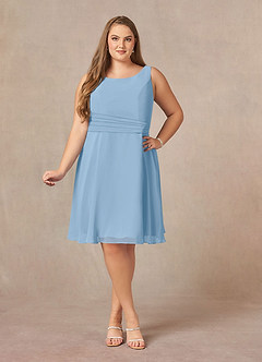 Azazie Shirley Moeder van de bruid jurken A-Lijn Jurk van Chiffon Schop gevouwen Poederblauw image11