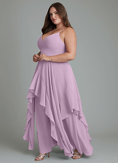 Azazie Zaina Robes de demoiselle d'honneur Robe Trapèze en Mousseline de soie Glycine image5