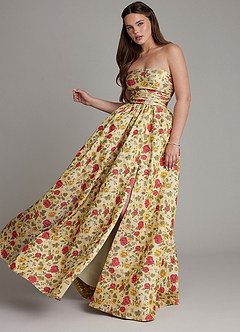 Azazie Zeta Probar vestidos en casa Vestido de Girasol de Brocado de Corte en A con Corsé image6