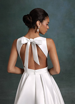 Azazie Alanna Wedding Dresses Diamond White A-Line Satin Dress image11