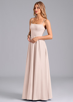 Azazie Elita Brautjungfernkleider A-Linie Plissee Stretch-Satin Kleid Zartrosa image4