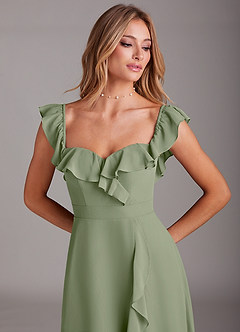 Azazie Lyra Bridesmaid Dresses Pistachio A-Line Chiffon Convertible Dress image10