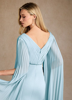 Azazie Ellsworth Mother of the Bride Dresses Sky Blue Column Pleated Stretch Crepe Dress image6