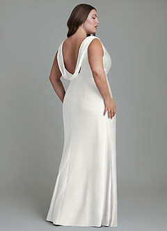 Azazie Kieryn Bridesmaid Dresses White Mermaid Pleated Stretch Satin Dress image8