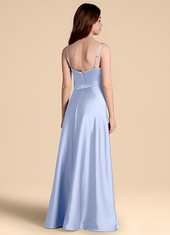 Azazie Prisha Junior Robe Trapèze en Satin extensible Plissée Eis image2