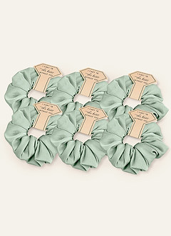 front Matching Color Six-Piece Bridesmaid Stretch Satin Over Size Scrunchie Set