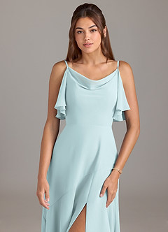Azazie Darcia Bridesmaid Dresses Mist A-Line Side Slit Chiffon Dress image6