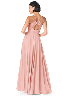 Azazie Avelina Brautjungfernkleider A-Linie V-Hals Gefaltet Chiffon Kleid Rosettenrosa image2