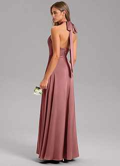 Azazie Tracie Bridesmaid Dresses Amethyst A-Line Side Slit Stretch Satin Dress image4