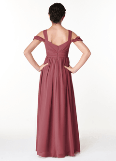 Azazie Lianne Junior Jurk van Chiffon met A-Lijn Off the Shoulder Merlot image2