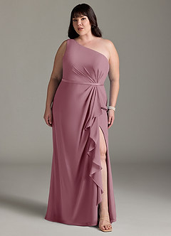 Azazie Liza Bridesmaid Dresses Vintage Mauve Mermaid One Shoulder Chiffon Dress image6