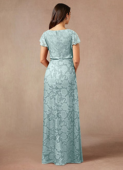 Azazie Lehi Mother of the Bride Dresses Mist A-Line Boatneck Floral Burnout Dress image2