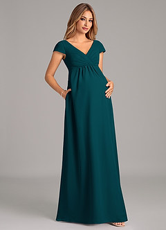 Azazie Allessia Maternity Bridesmaid Dresses A-Line Pleated Chiffon Floor-Length Dress image4