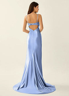 Philomena Ljusblå Korsett Stretchig Satin Sjöjungfrubalklänning image6