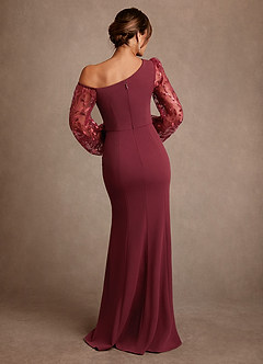 Azazie Cathleen Mother of the Bride Dresses Cabernet Sheath Lace Dress image3