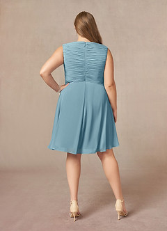 Azazie Theron Mother of the Bride Dresses Moody Blue A-Line V-Neck Pleated Chiffon Dress image7