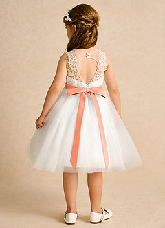 Azazie Lettie Flower Girl Dresses Ivory Sunset Ball-Gown Lace Dress image2