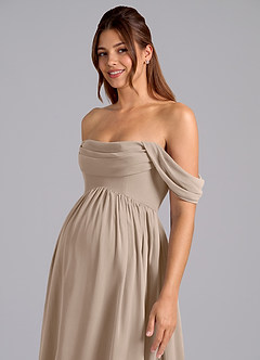 Azazie Saige Brautjungfernkleider für Schwangere A-Linie Plissee Chiffon Bodenlänge Kleid image6