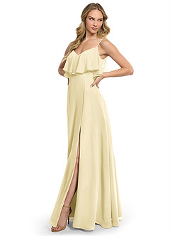 Azazie Jean Bridesmaid Dresses Lemon Sorbet A-Line Chiffon Convertible Dress image3