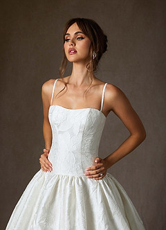 Azazie Gloria Bröllopsklänningar Klä av Balklänning i Blommig Jacquard Axelbandslös Diamantvit image6