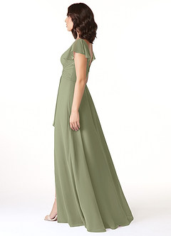 Azazie Omari Robes de demoiselle d'honneur Robe Trapèze en Mousseline de soie Pistache image3