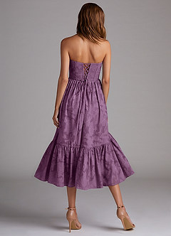 Azazie Delphina Bridesmaid Dresses Wisteria A-Line Strapless Floral Burnout Convertible Dress image4