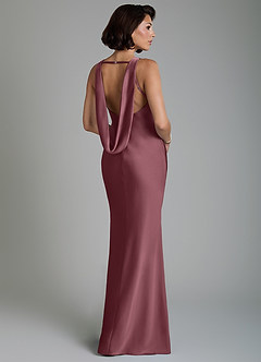 Azazie Dariah Bridesmaid Dresses Desert Rose Mermaid Side Slit Stretch Satin Dress image2