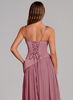 Azazie Stephanie Bridesmaid Dresses Vintage Mauve A-Line Pleated Stretch Satin Dress image2