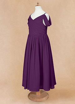 Azazie Chelle Flower Girl Dresses Grape A-Line Pleated Chiffon Dress image8